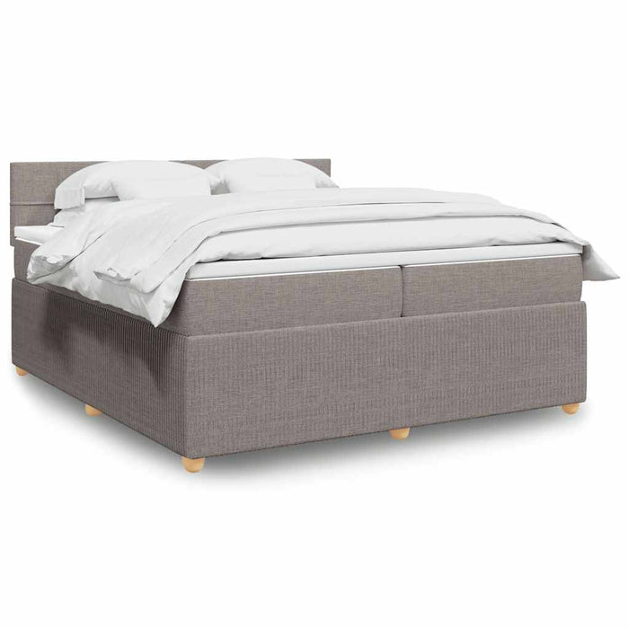 Pat box spring cu saltea, gri taupe, 200x200 cm, textil - WALTI WALTI