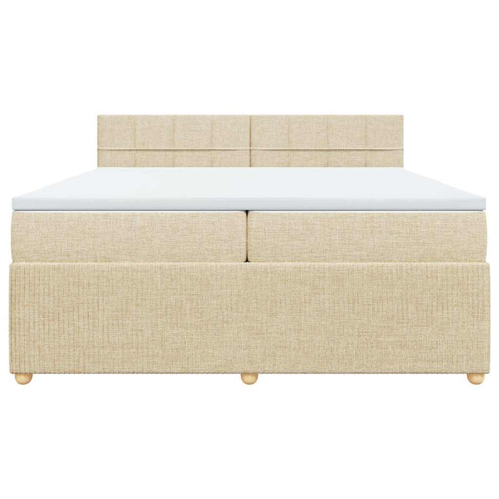 Pat box spring cu saltea, crem, 200x200 cm, textil WALTI