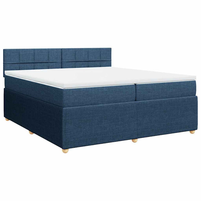 Pat box spring cu saltea, albastru, 200x200 cm, textil - WALTI WALTI