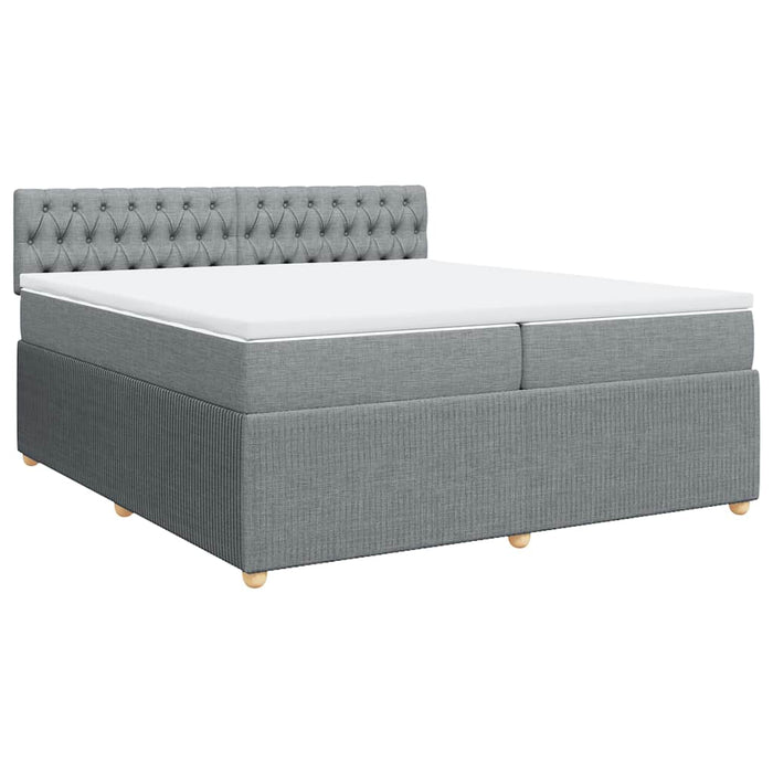 Pat box spring cu saltea, gri deschis, 200x200 cm, textil - WALTI WALTI