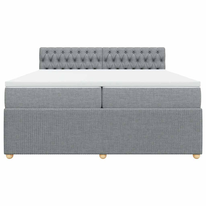 Pat box spring cu saltea, gri deschis, 200x200 cm, textil - WALTI WALTI