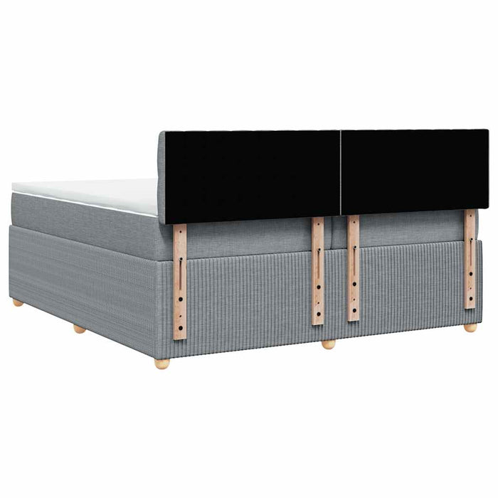 Pat box spring cu saltea, gri deschis, 200x200 cm, textil - WALTI WALTI
