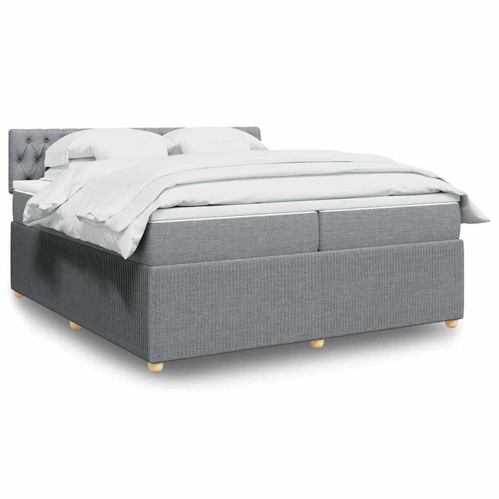 Pat box spring cu saltea, gri deschis, 200x200 cm, textil - WALTI WALTI