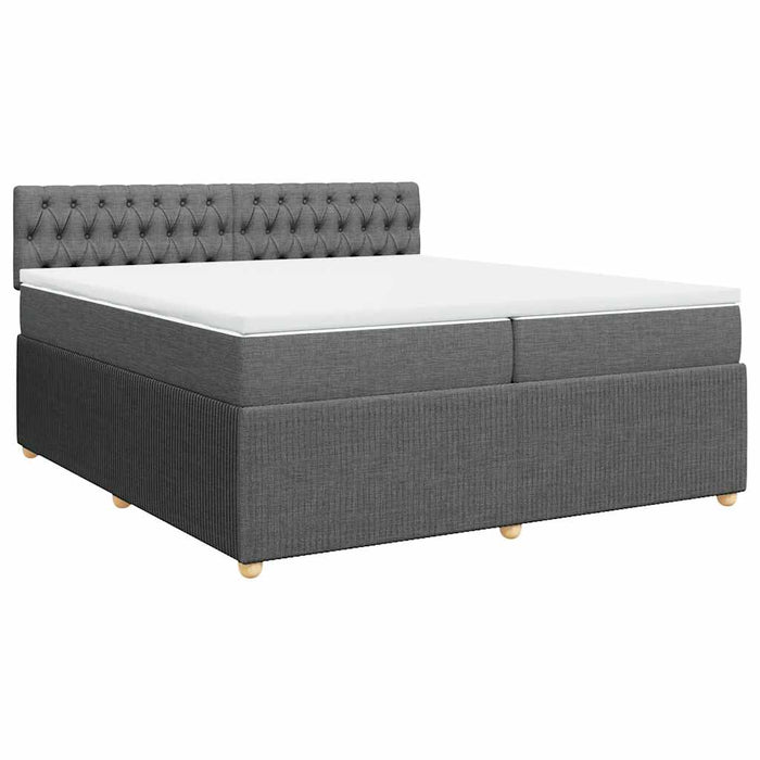 Pat box spring cu saltea, gri închis, 200x200 cm, textil - WALTI WALTI