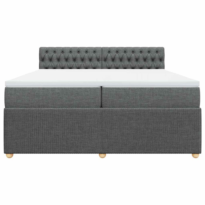 Pat box spring cu saltea, gri închis, 200x200 cm, textil - WALTI WALTI