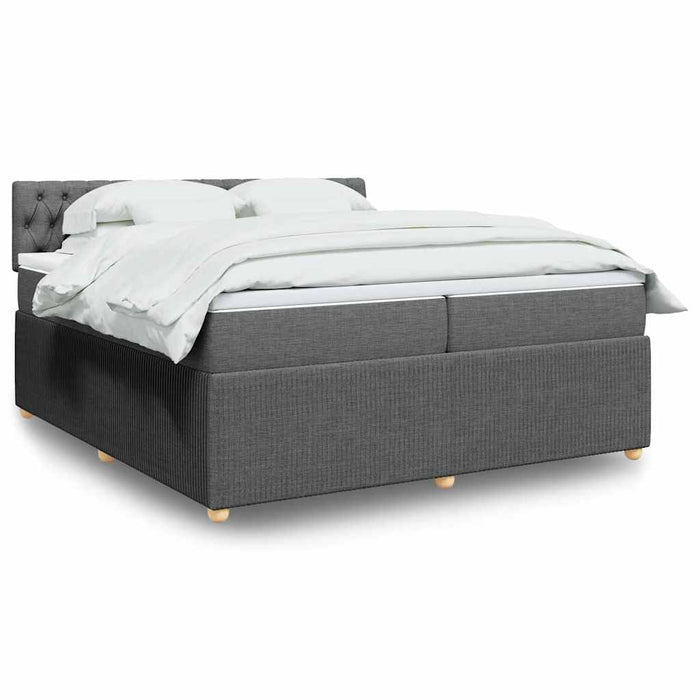 Pat box spring cu saltea, gri închis, 200x200 cm, textil - WALTI WALTI