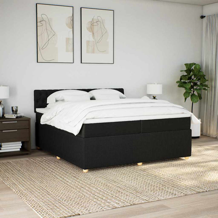 Pat box spring cu saltea, negru, 200x200 cm, textil - WALTI WALTI