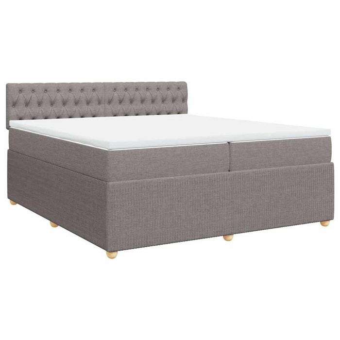 Pat box spring cu saltea, gri taupe, 200x200 cm, textil - WALTI WALTI