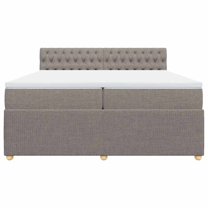 Pat box spring cu saltea, gri taupe, 200x200 cm, textil - WALTI WALTI