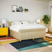 Pat box spring cu saltea, crem, 200x200 cm, textil - WALTI WALTI
