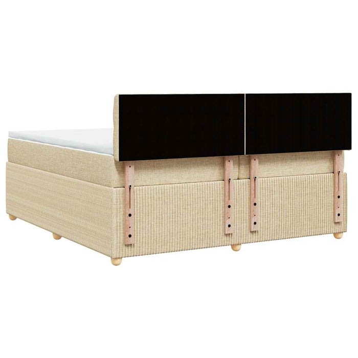 Pat box spring cu saltea, crem, 200x200 cm, textil - WALTI WALTI