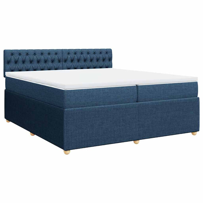 Pat box spring cu saltea, albastru, 200x200 cm, textil - WALTI WALTI