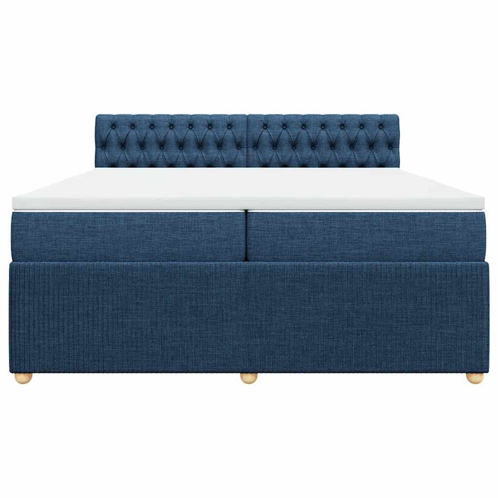 Pat box spring cu saltea, albastru, 200x200 cm, textil - WALTI WALTI