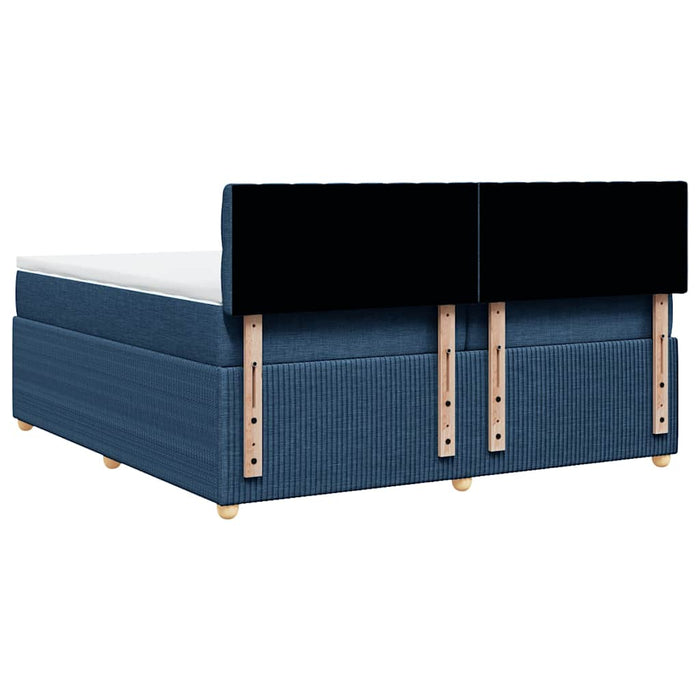 Pat box spring cu saltea, albastru, 200x200 cm, textil - WALTI WALTI