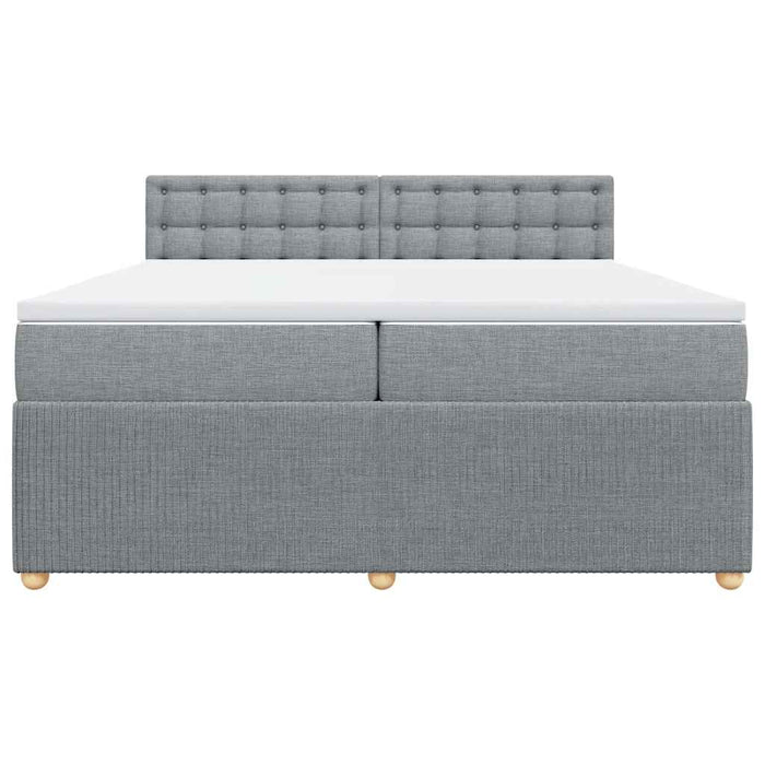 Pat box spring cu saltea, gri deschis, 200x200 cm, textil - WALTI WALTI