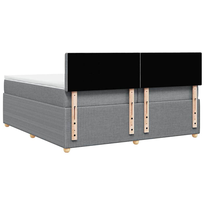 Pat box spring cu saltea, gri deschis, 200x200 cm, textil - WALTI WALTI