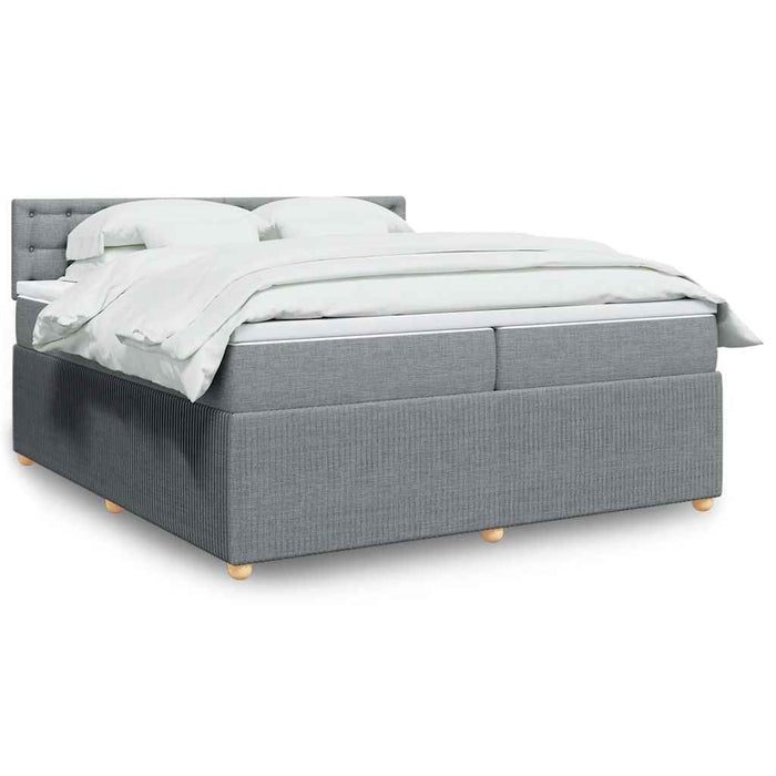 Pat box spring cu saltea, gri deschis, 200x200 cm, textil - WALTI WALTI
