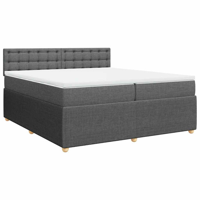 Pat box spring cu saltea, gri închis, 200x200 cm, textil - WALTI WALTI