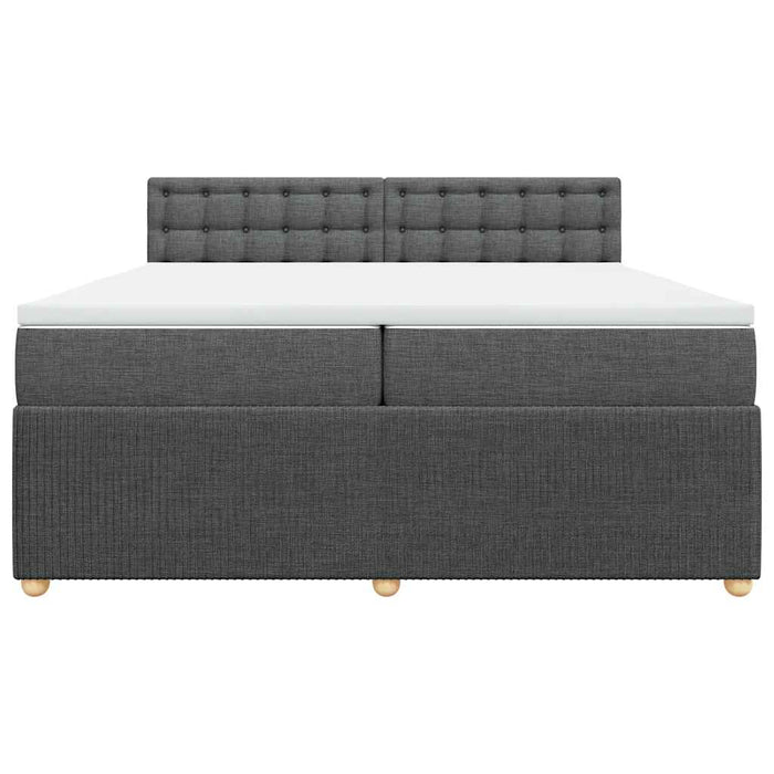 Pat box spring cu saltea, gri închis, 200x200 cm, textil - WALTI WALTI