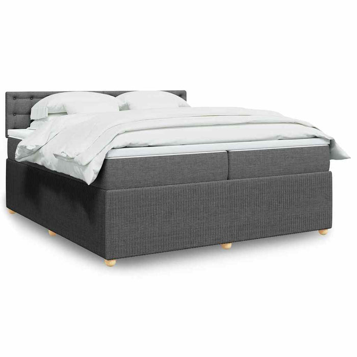 Pat box spring cu saltea, gri închis, 200x200 cm, textil - WALTI WALTI