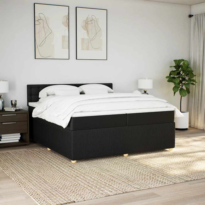 Pat box spring cu saltea, negru, 200x200 cm, textil - WALTI WALTI