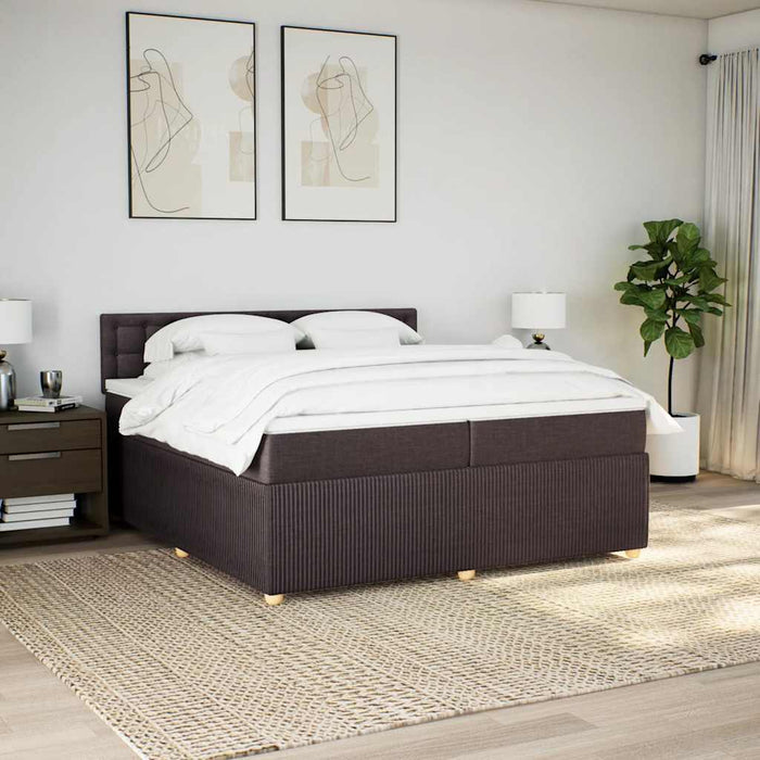 Pat box spring cu saltea, maro închis, 200x200 cm, textil - WALTI WALTI