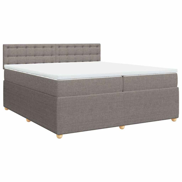 Pat box spring cu saltea, gri taupe, 200x200 cm, textil - WALTI WALTI