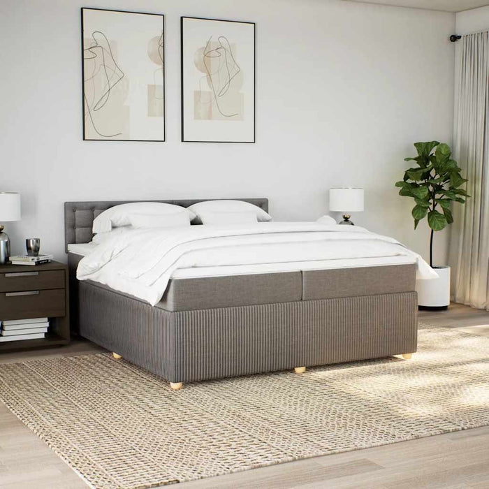 Pat box spring cu saltea, gri taupe, 200x200 cm, textil - WALTI WALTI