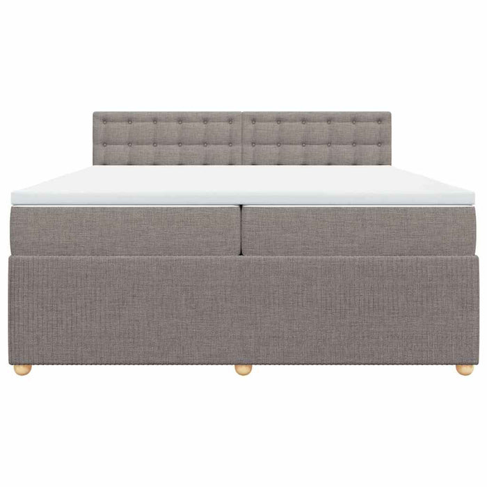 Pat box spring cu saltea, gri taupe, 200x200 cm, textil - WALTI WALTI