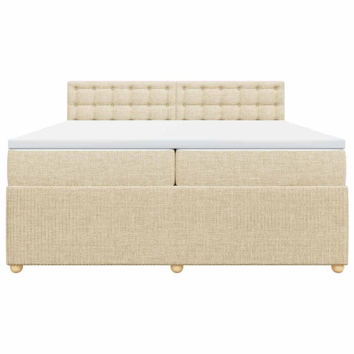 Pat box spring cu saltea, crem, 200x200 cm, textil - WALTI WALTI
