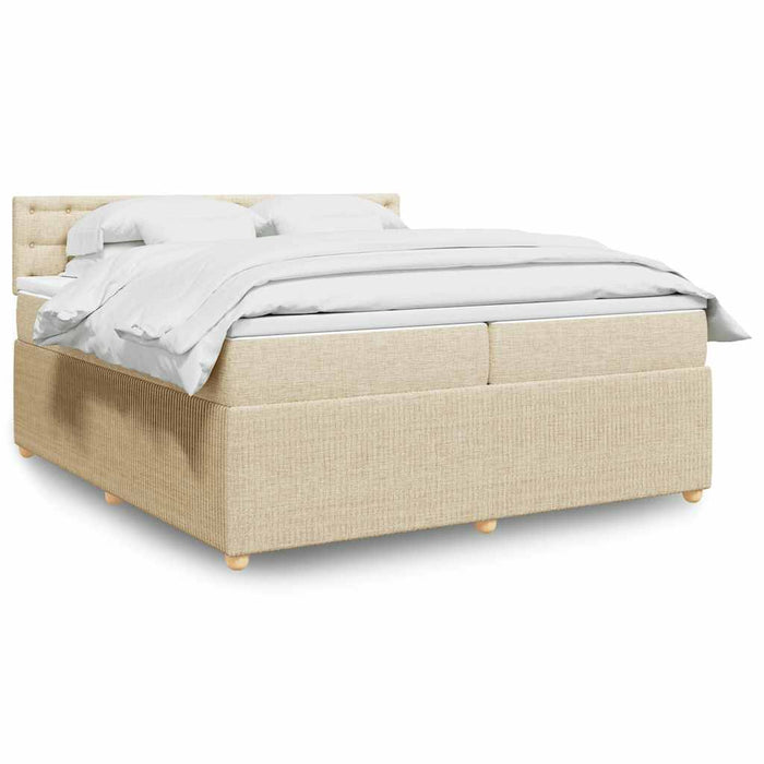 Pat box spring cu saltea, crem, 200x200 cm, textil - WALTI WALTI
