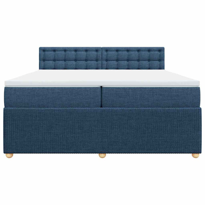 Pat box spring cu saltea, albastru, 200x200 cm, textil - WALTI WALTI