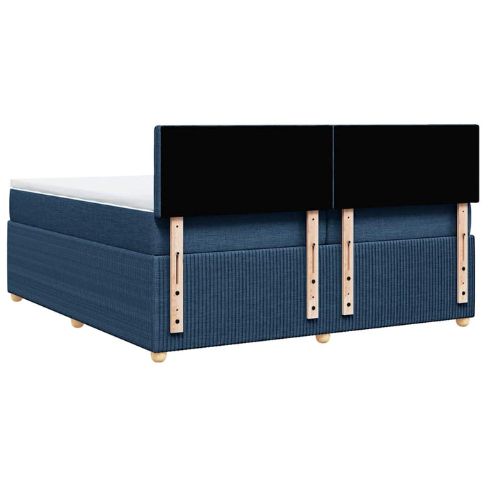 Pat box spring cu saltea, albastru, 200x200 cm, textil - WALTI WALTI