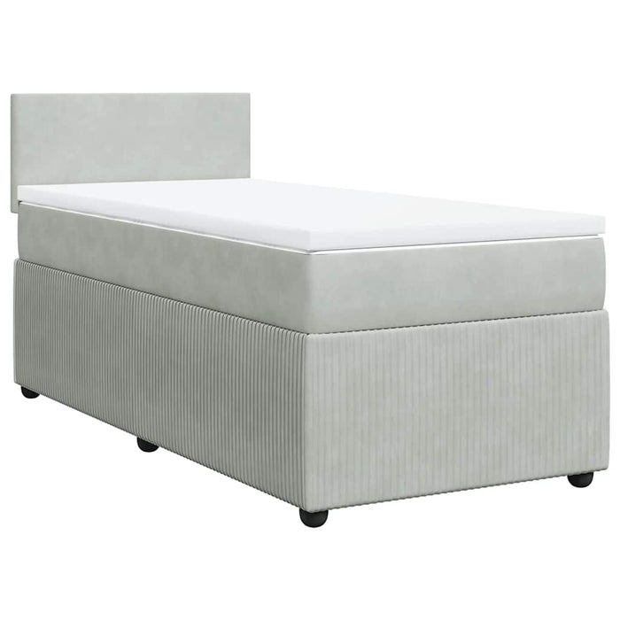 Pat continental cu saltea, gri deschis, 80x200 cm, catifea - WALTI WALTI