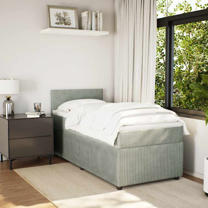 Pat continental cu saltea, gri deschis, 80x200 cm, catifea - WALTI WALTI