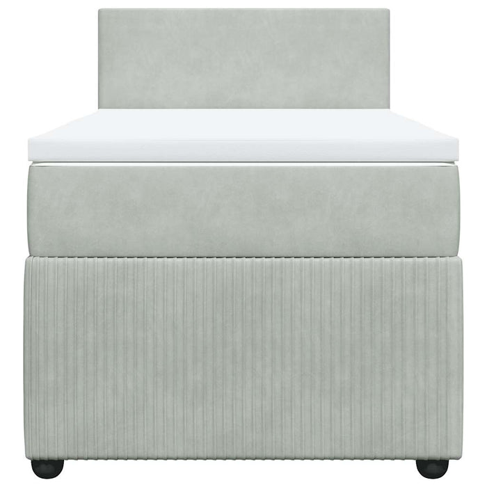Pat continental cu saltea, gri deschis, 80x200 cm, catifea - WALTI WALTI
