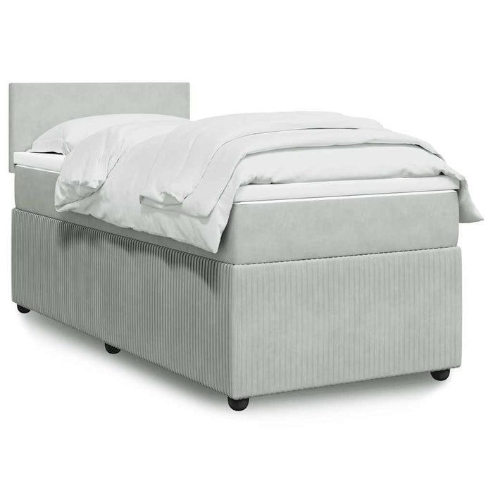 Pat continental cu saltea, gri deschis, 80x200 cm, catifea - WALTI WALTI