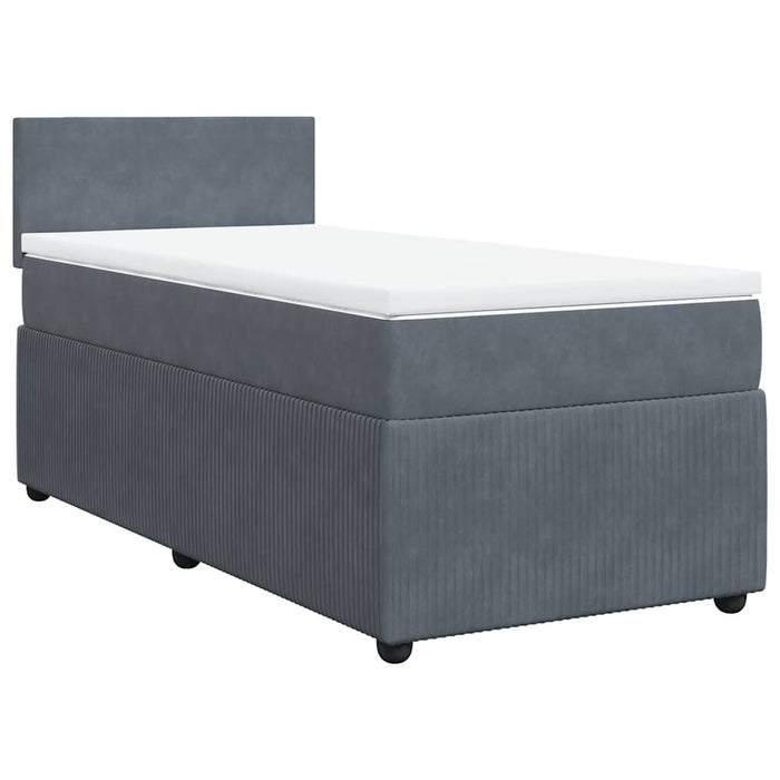 Pat box spring cu saltea, gri închis, 80x200 cm, catifea - WALTI WALTI
