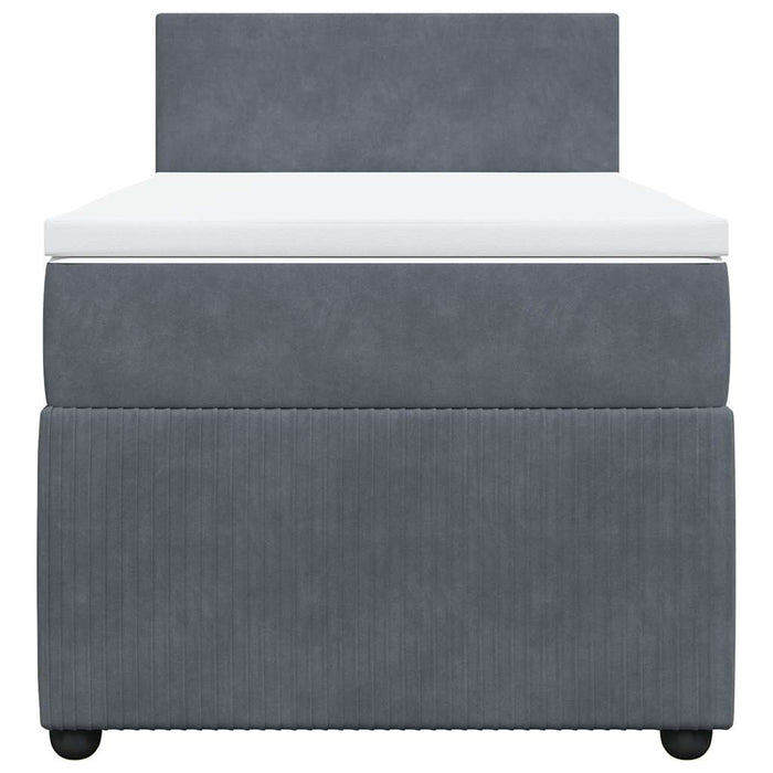 Pat box spring cu saltea, gri închis, 80x200 cm, catifea - WALTI WALTI