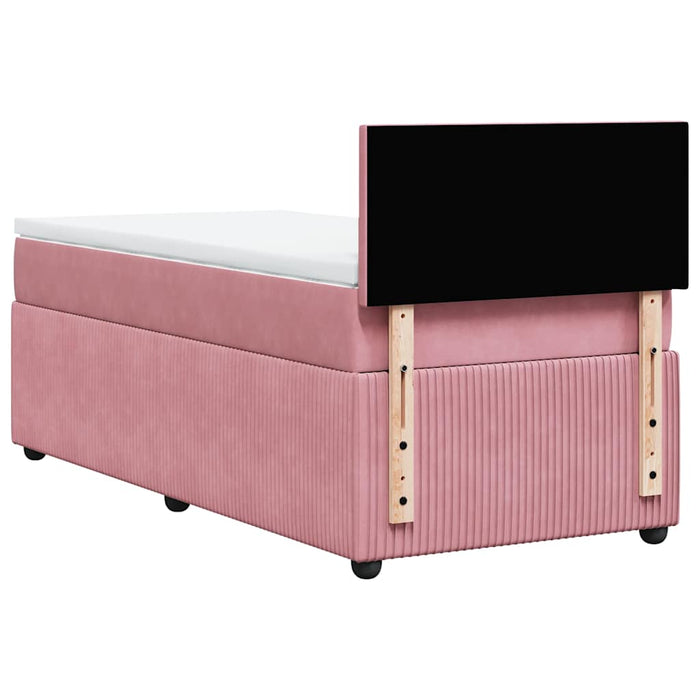 Pat box spring cu saltea, roz, 80x200 cm, catifea - WALTI WALTI