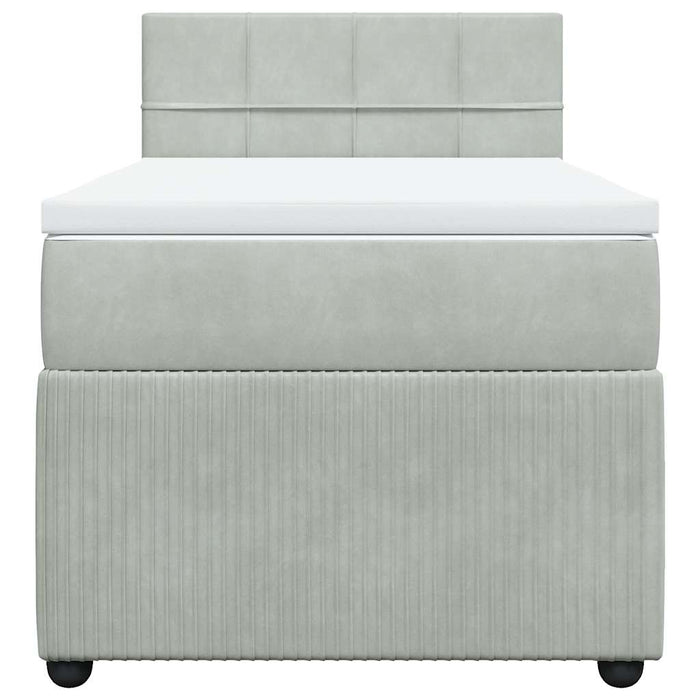 Pat continental cu saltea, gri deschis, 80x200 cm, catifea - WALTI WALTI