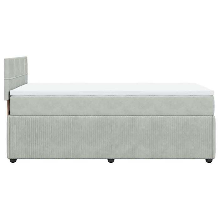 Pat continental cu saltea, gri deschis, 80x200 cm, catifea - WALTI WALTI