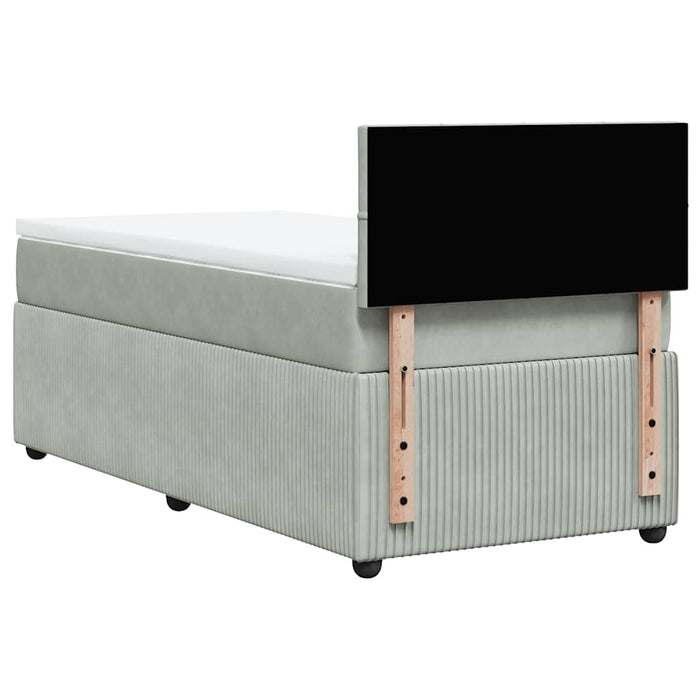 Pat continental cu saltea, gri deschis, 80x200 cm, catifea - WALTI WALTI
