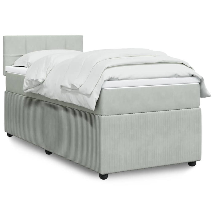 Pat continental cu saltea, gri deschis, 80x200 cm, catifea - WALTI WALTI