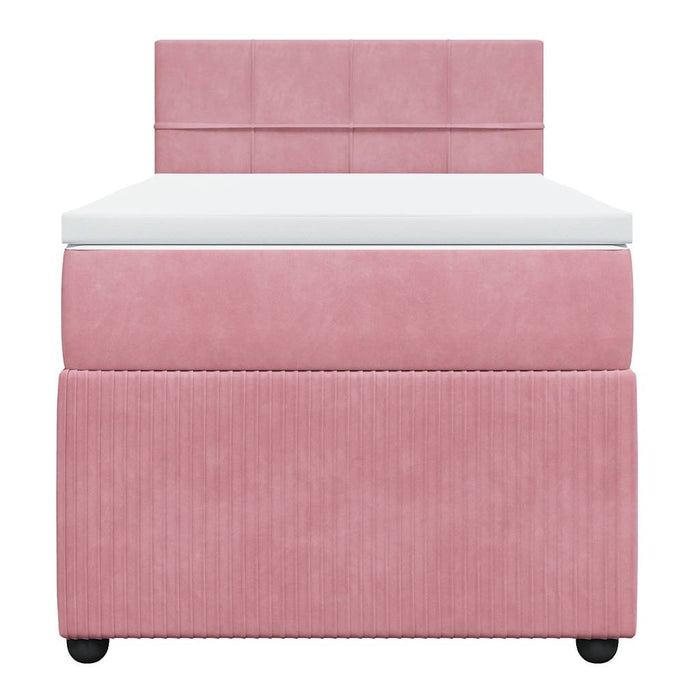 Pat box spring cu saltea, roz, 80x200 cm, catifea - WALTI WALTI