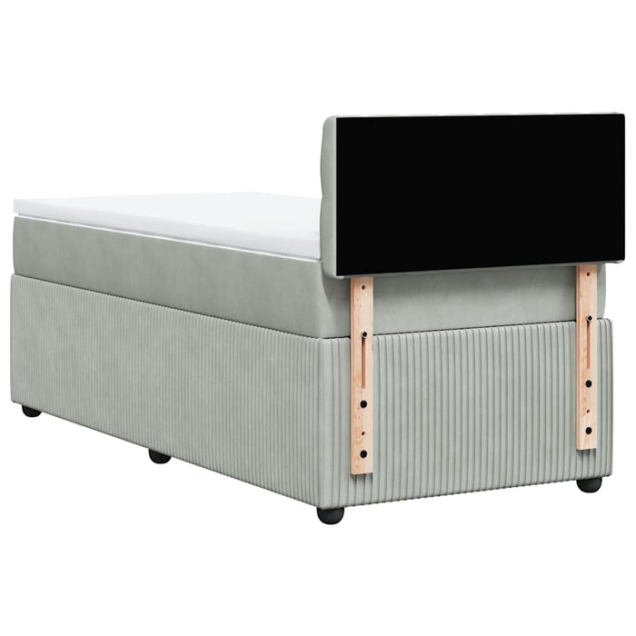 Pat continental cu saltea, gri deschis, 80x200 cm, catifea - WALTI WALTI