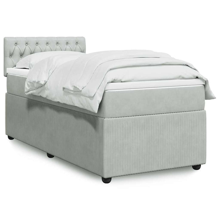 Pat continental cu saltea, gri deschis, 80x200 cm, catifea - WALTI WALTI