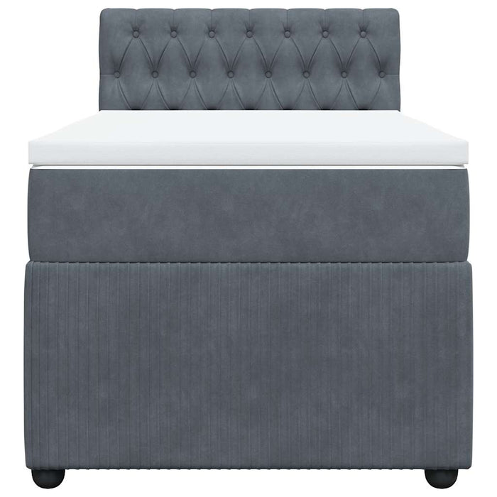 Pat box spring cu saltea, gri închis, 80x200 cm, catifea - WALTI WALTI
