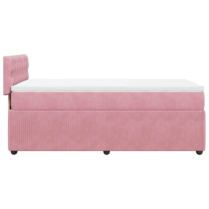Pat box spring cu saltea, roz, 80x200 cm, catifea - WALTI WALTI