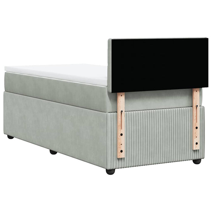 Pat continental cu saltea, gri deschis, 80x200 cm, catifea - WALTI WALTI